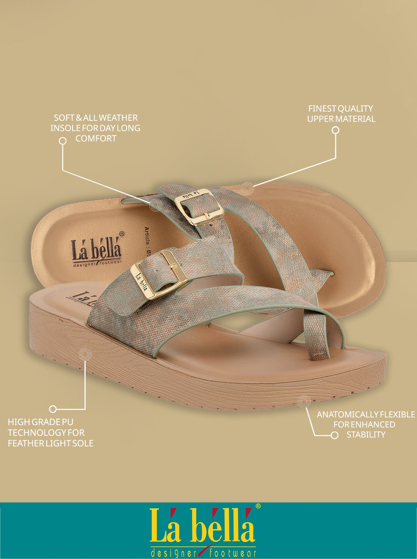 Labella Women's Sandal With Slip-On For BS02
