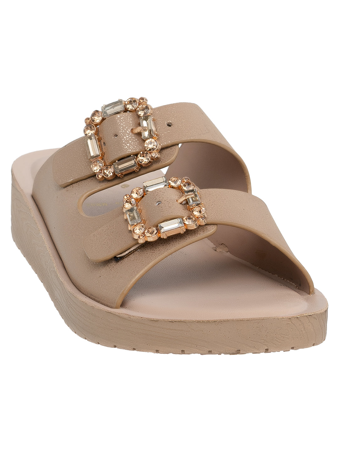 Women's Double Buckle Comfort Wedge Slippers | Stylish Casual Slip-On Sandals
