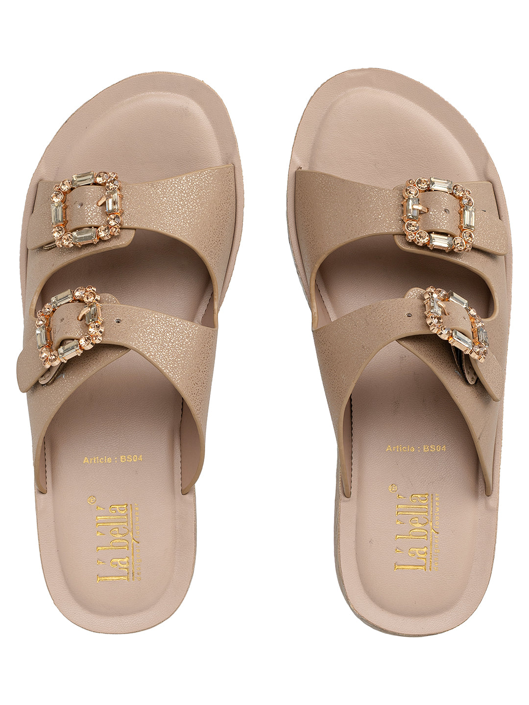 Women's Double Buckle Comfort Wedge Slippers | Stylish Casual Slip-On Sandals