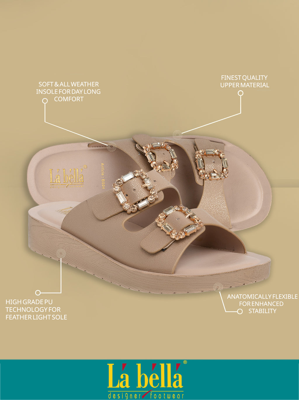 Women's Double Buckle Comfort Wedge Slippers | Stylish Casual Slip-On Sandals