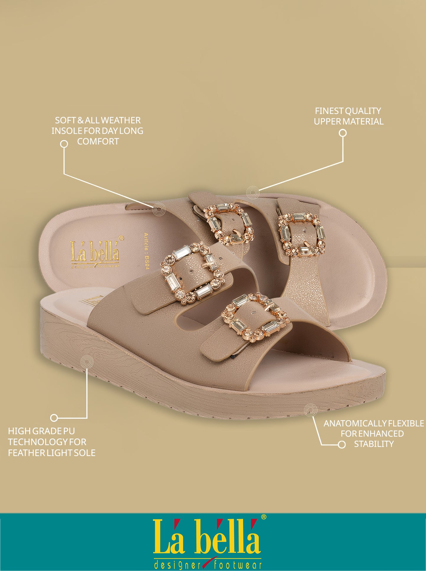 Labella Women's Sandal With Slip-On For BS04