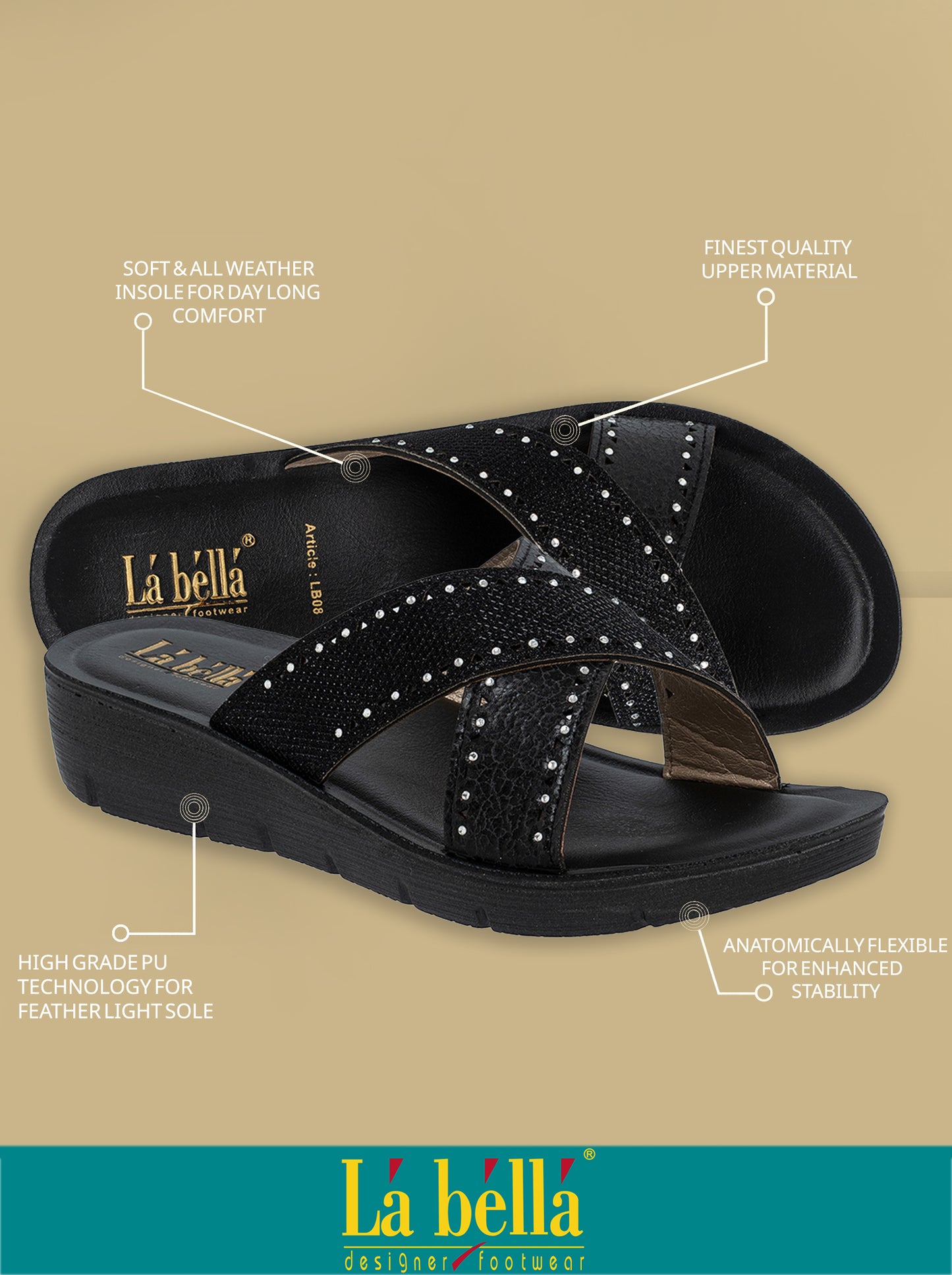 Labella Women's Sandal With Slip-On For LB08