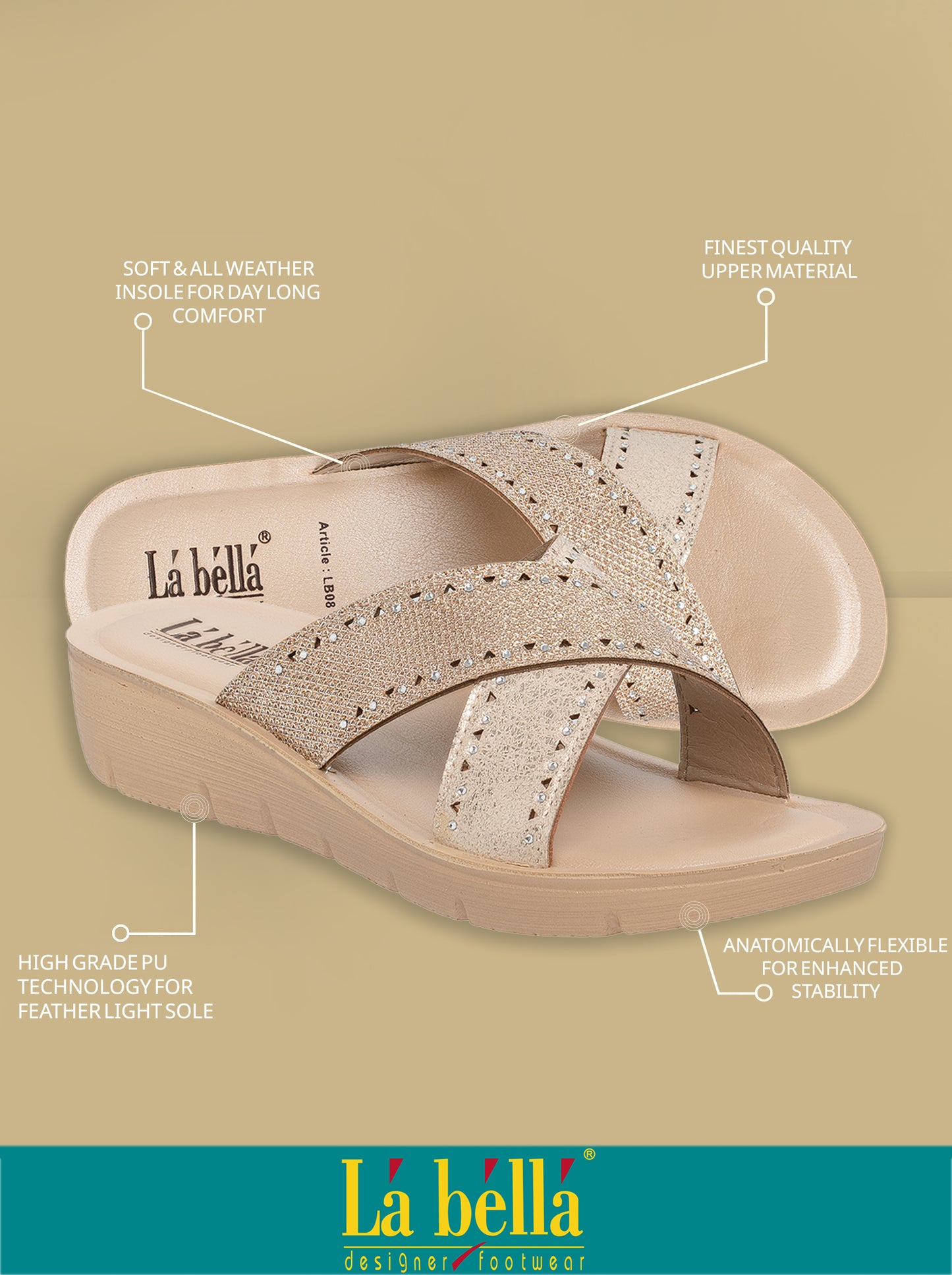 Labella Women's Sandal With Slip-On For LB08