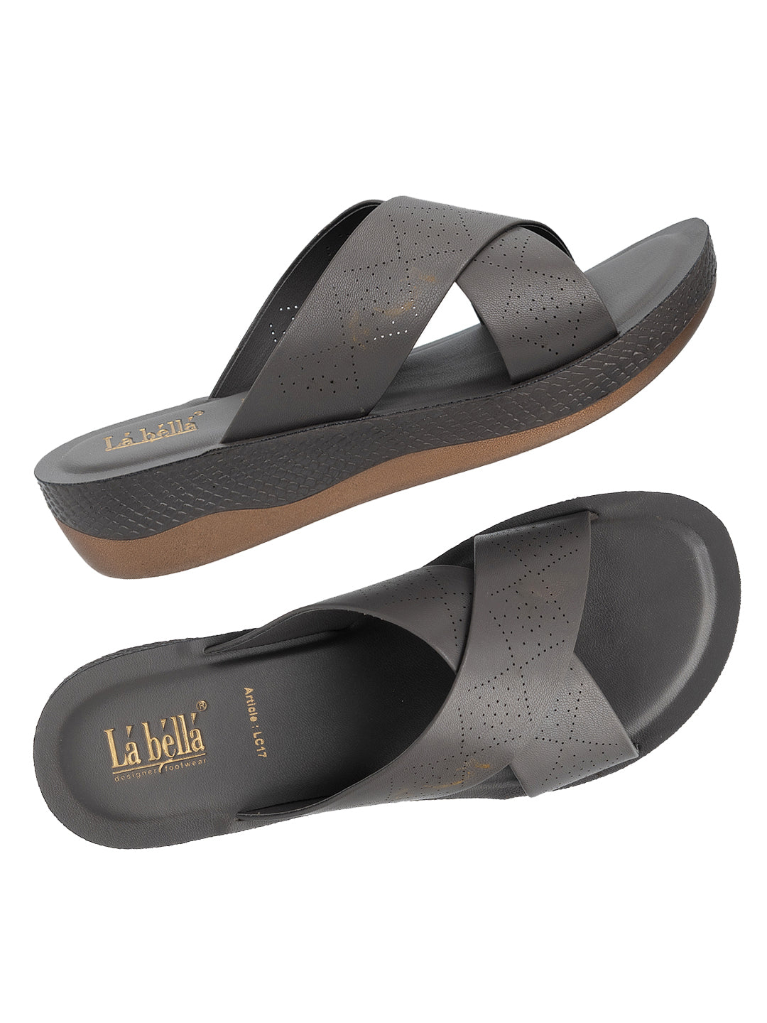 Women's Perforated Cross Strap Wedge Slippers | Comfortable Casual Slip-On Sandals