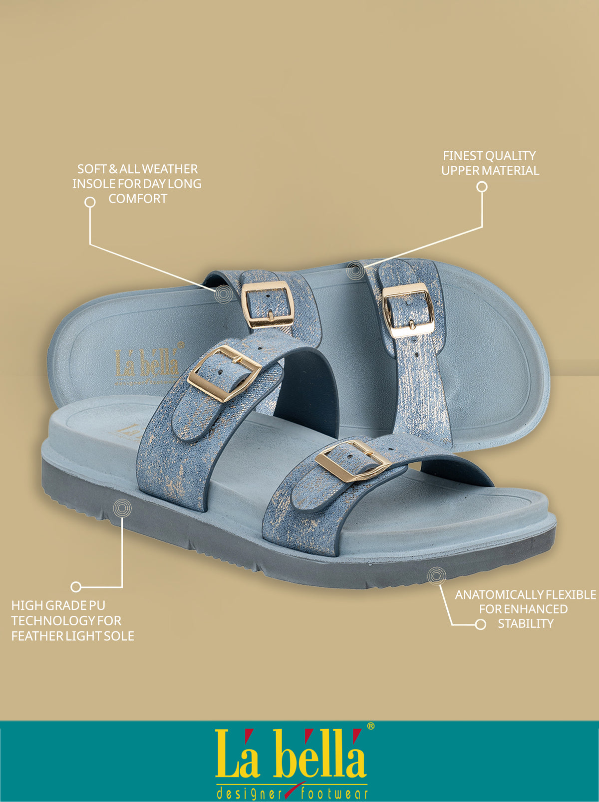 Women's Double Buckle Platform Slippers | Stylish Comfort Slide Sandals