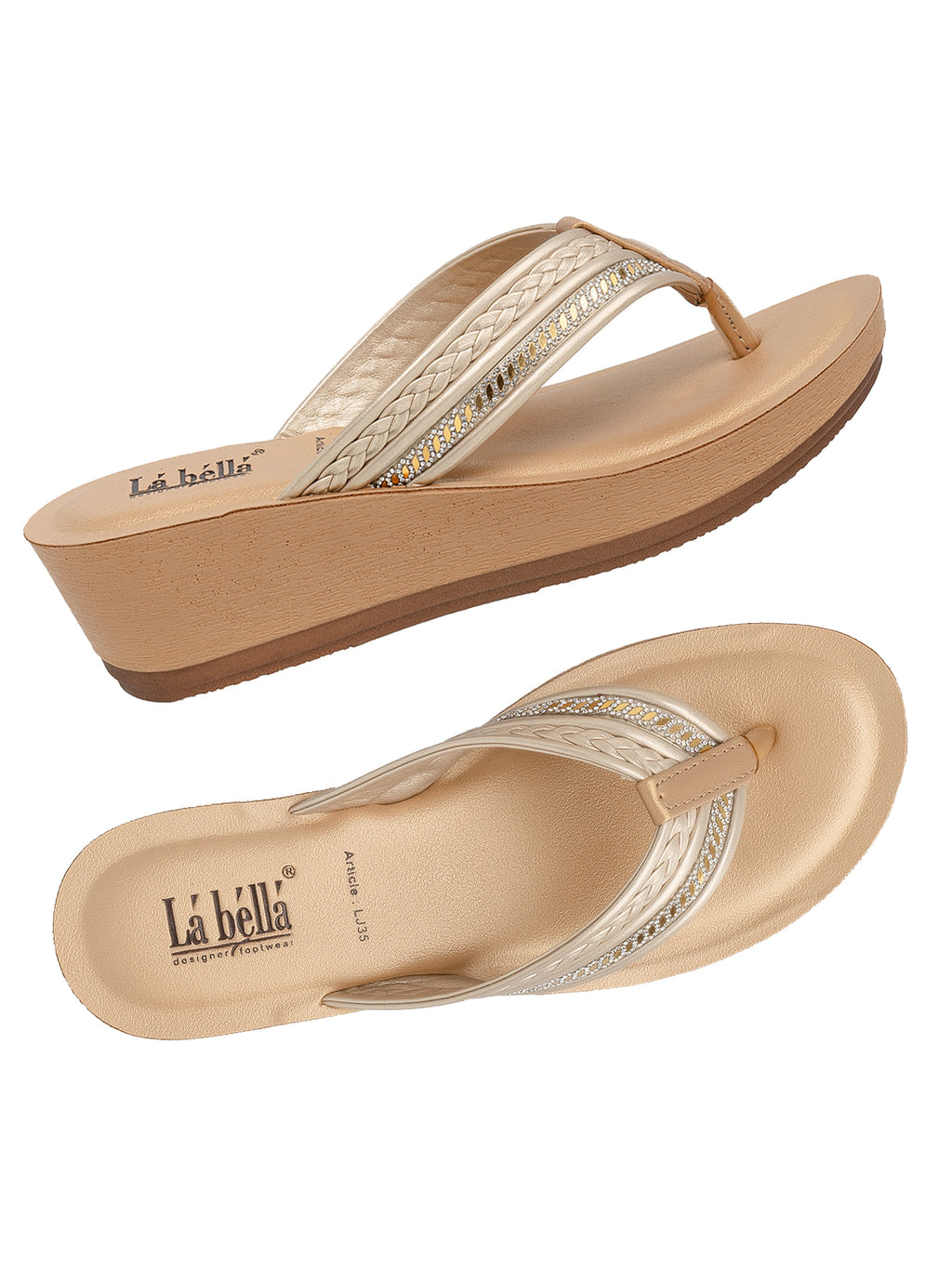 Women's Embellished Wedge Toe-Post Sandals | Stylish Comfortable Casual Footwear