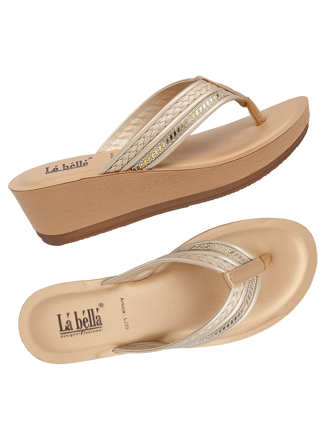 Women's Embellished Wedge Toe-Post Sandals | Stylish Comfortable Casual Footwear