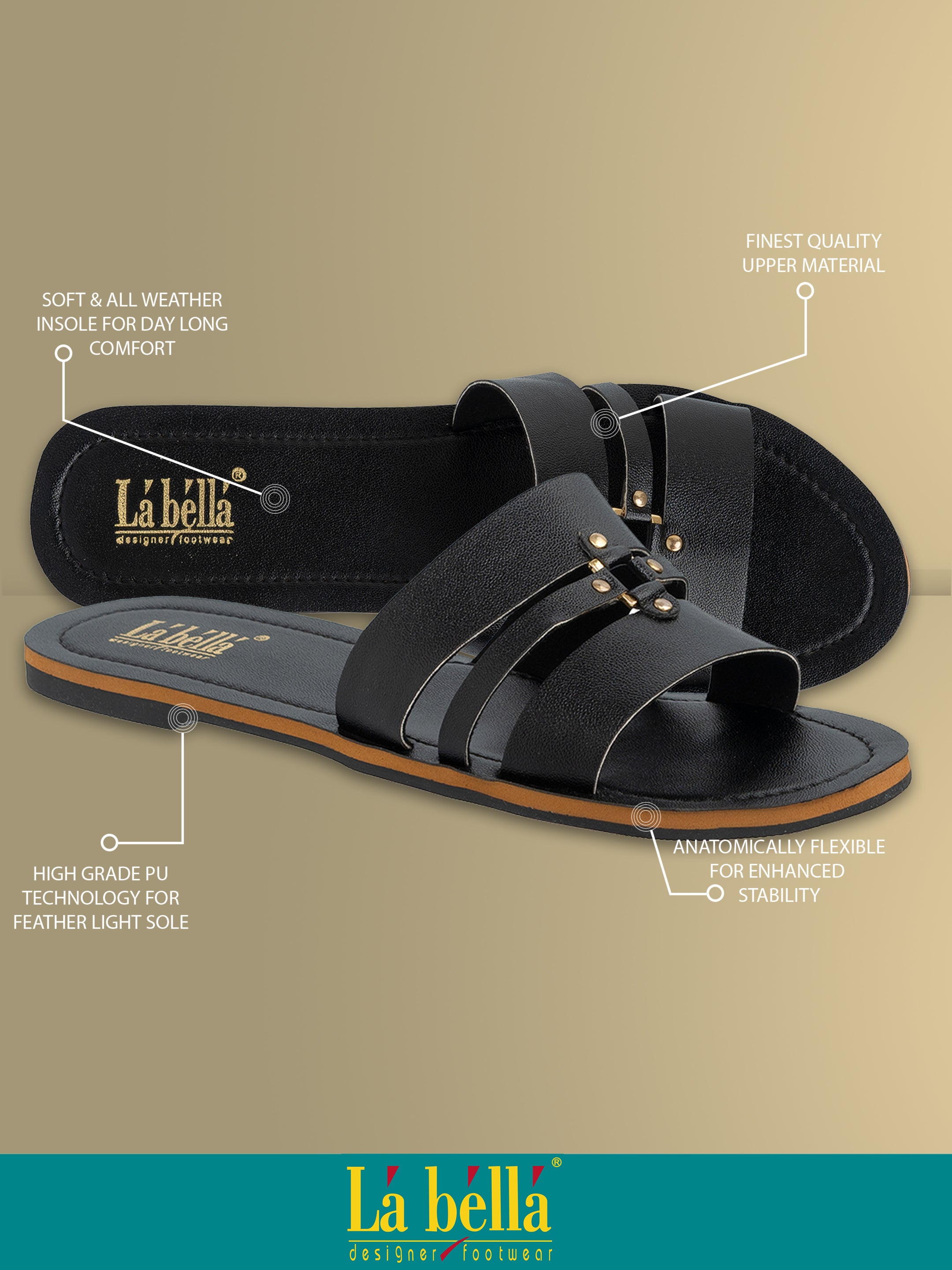 Casual Multi-Strap Flat Sandals with Buckle | Women's Comfort Slides