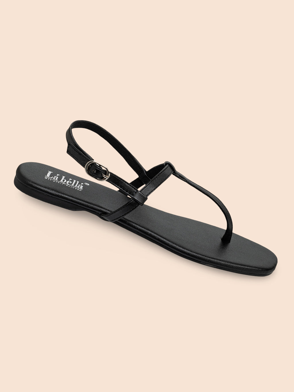 Minimalist T-Strap Flat Sandals with Ankle Buckle | Women's Sandals