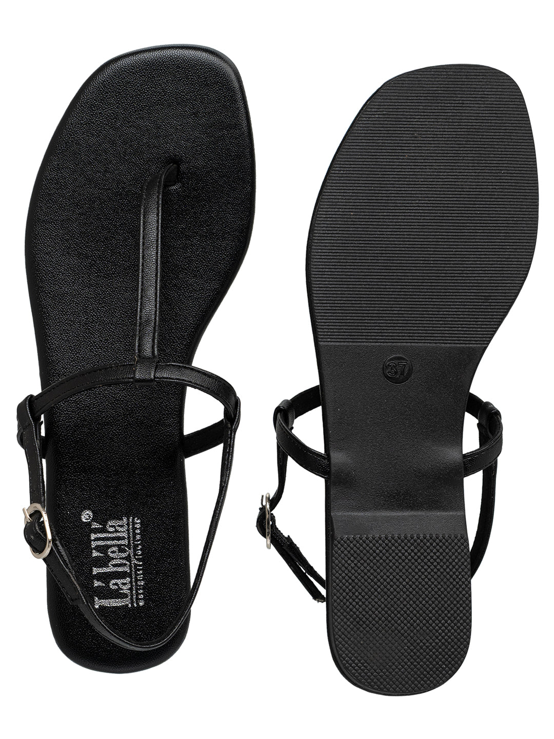 Minimalist T-Strap Flat Sandals with Ankle Buckle | Women's Sandals