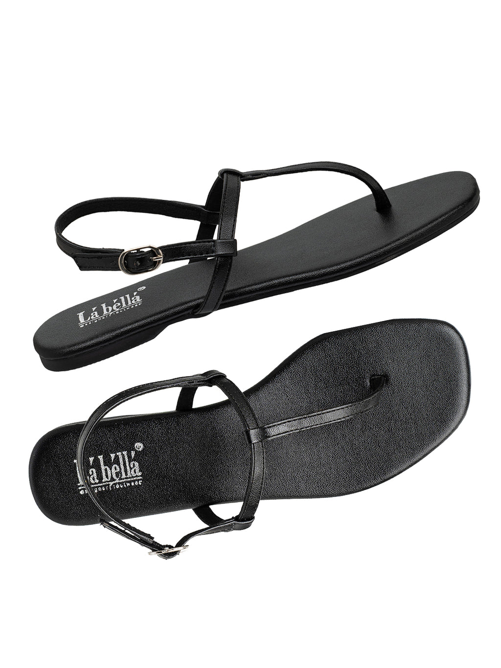 Minimalist T-Strap Flat Sandals with Ankle Buckle | Women's Sandals