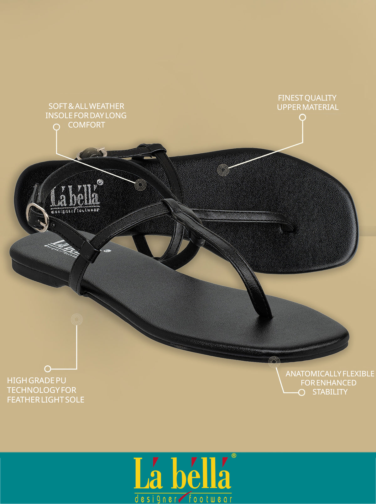 Minimalist T-Strap Flat Sandals with Ankle Buckle | Women's Sandals