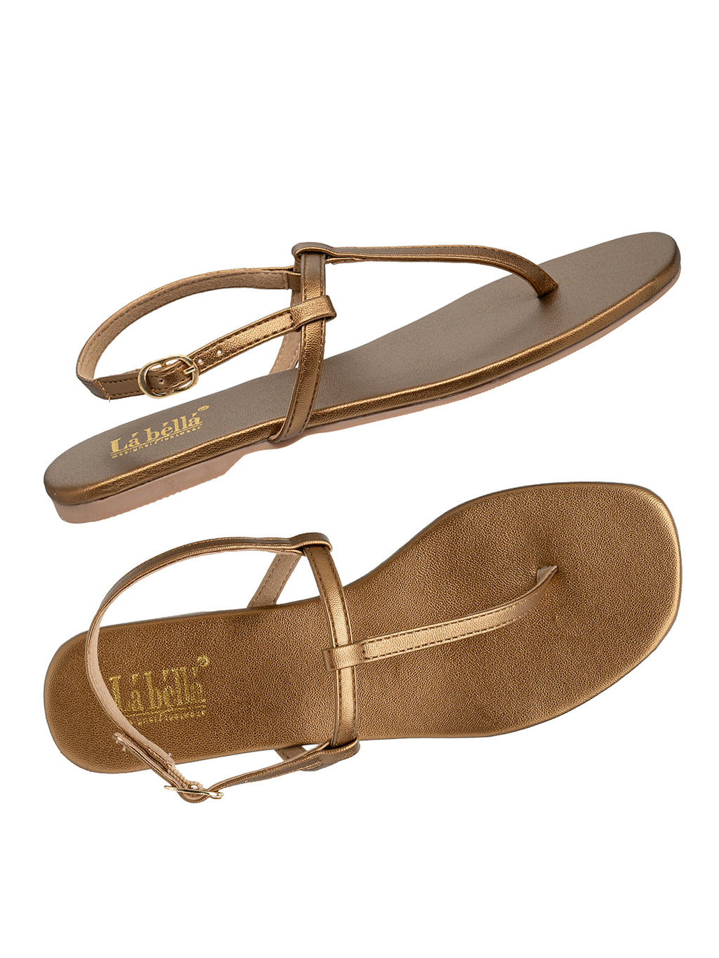 Minimalist T-Strap Flat Sandals with Ankle Buckle | Women's Sandals