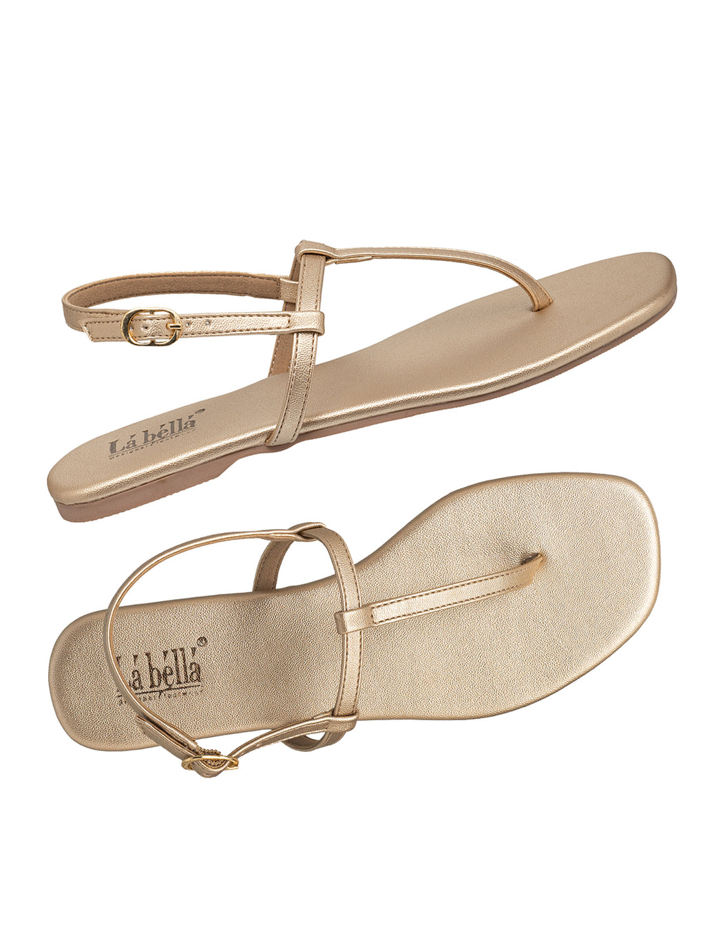 Minimalist T-Strap Flat Sandals with Ankle Buckle | Women's Sandals
