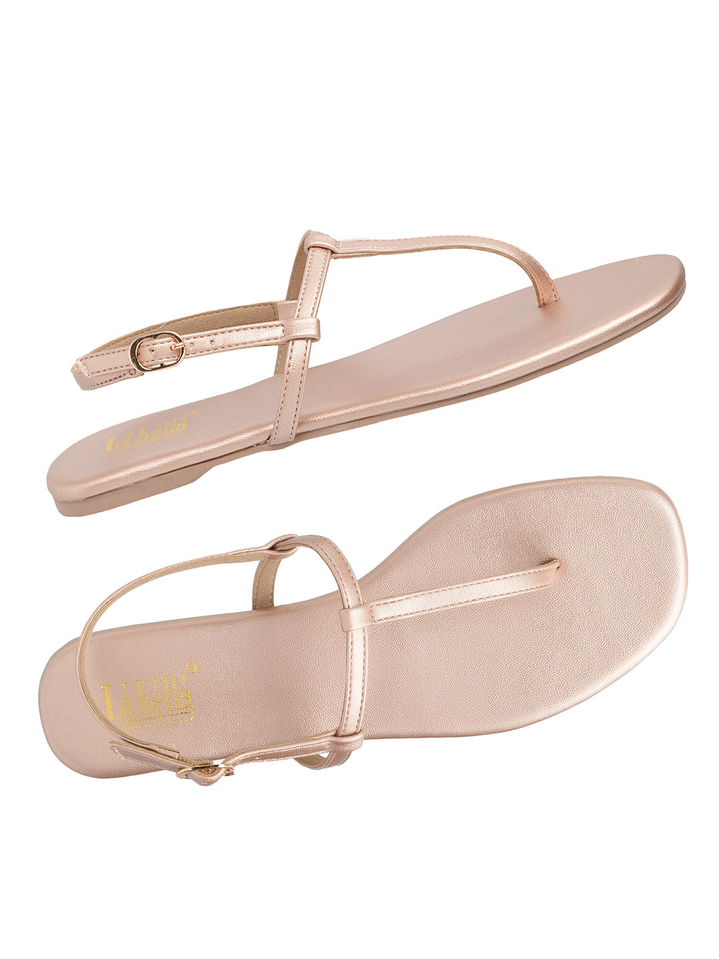 Minimalist T-Strap Flat Sandals with Ankle Buckle | Women's Sandals