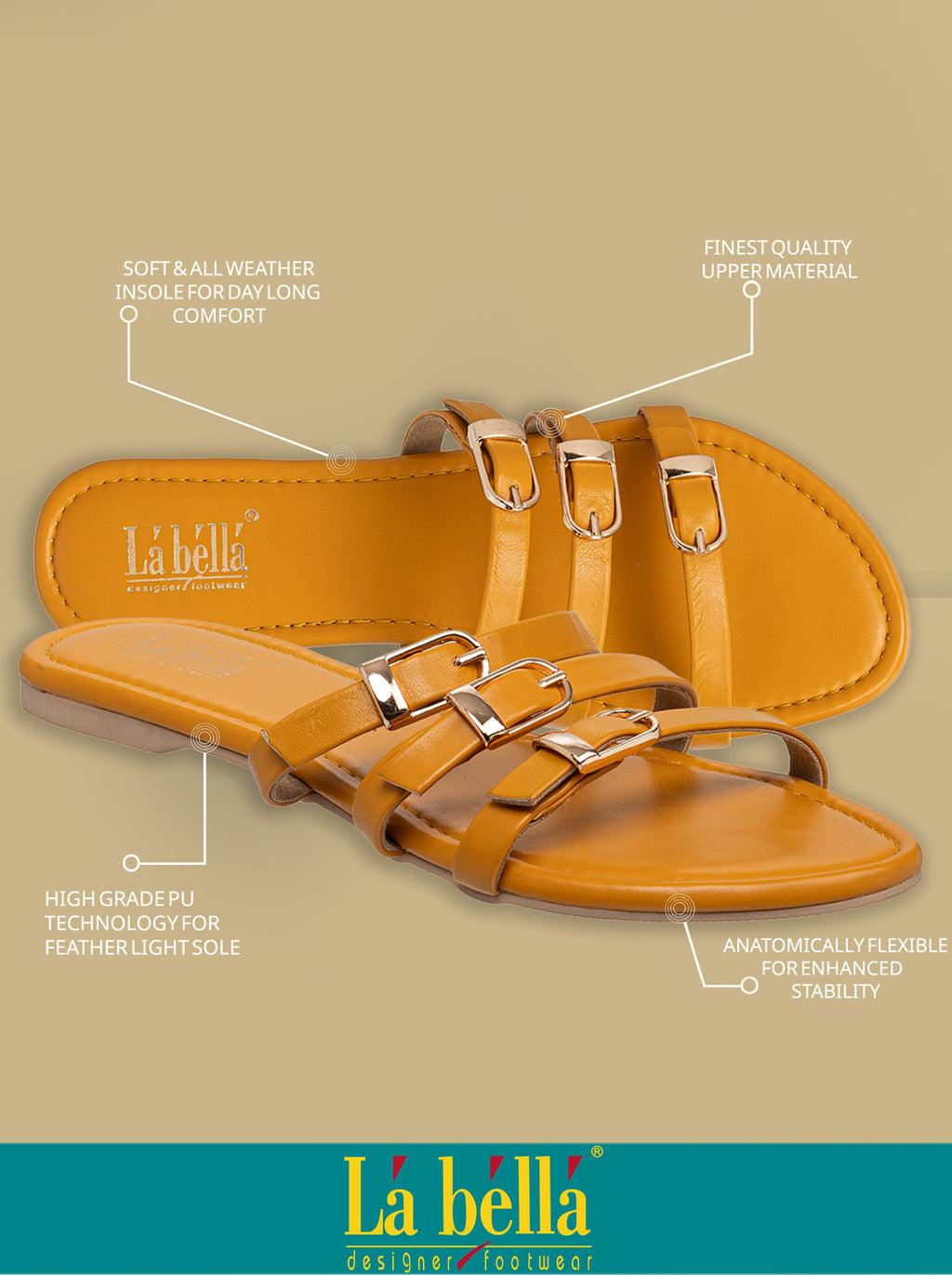Trendy Triple-Strap Buckled Flat Sandals | Stylish Women's Slides