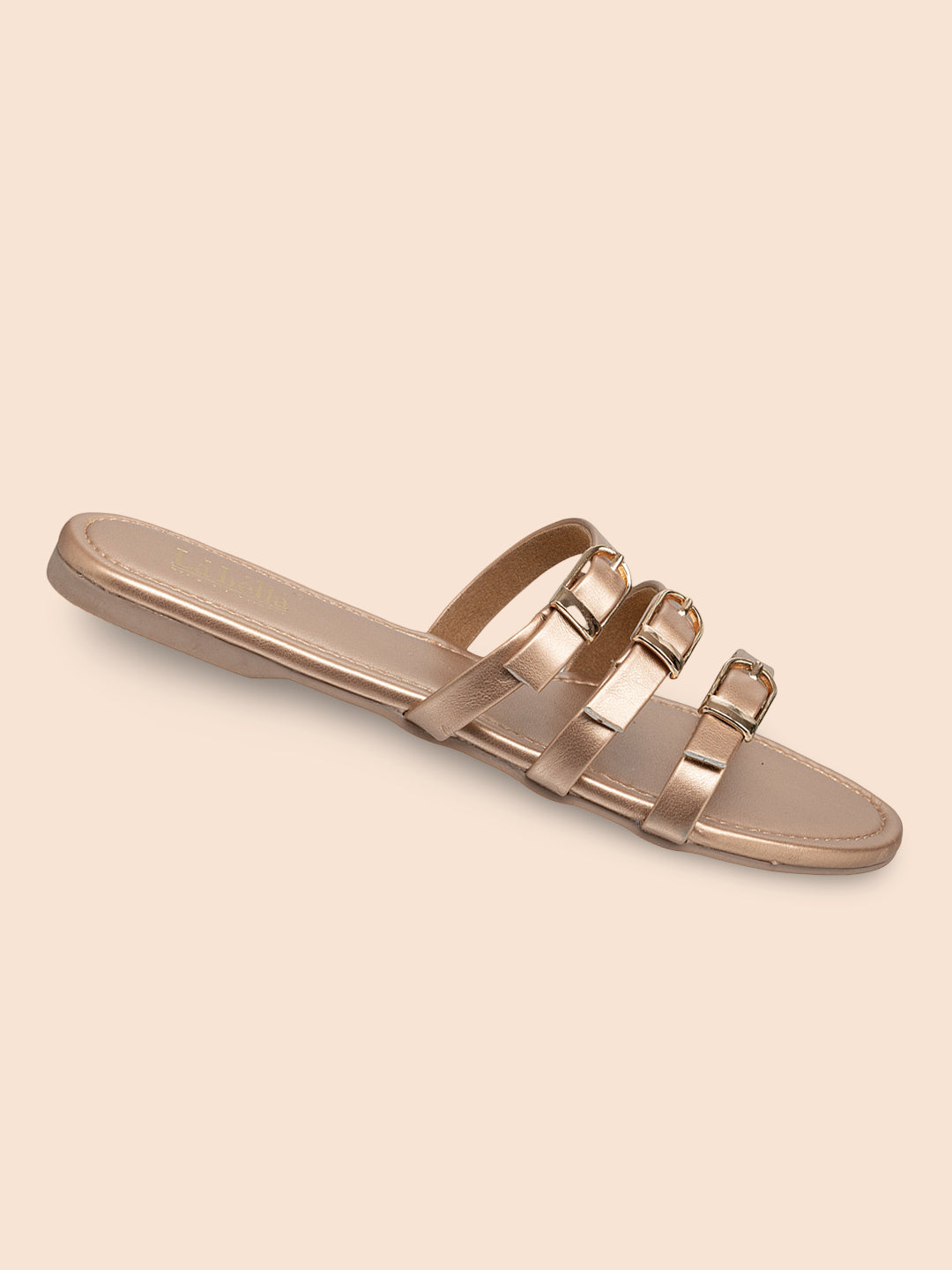 Trendy Triple-Strap Buckled Flat Sandals | Stylish Women's Slides