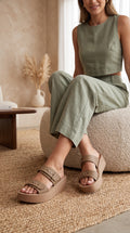 Chic Studded Double Strap Platform Sandals | Elevated Comfort Wedges