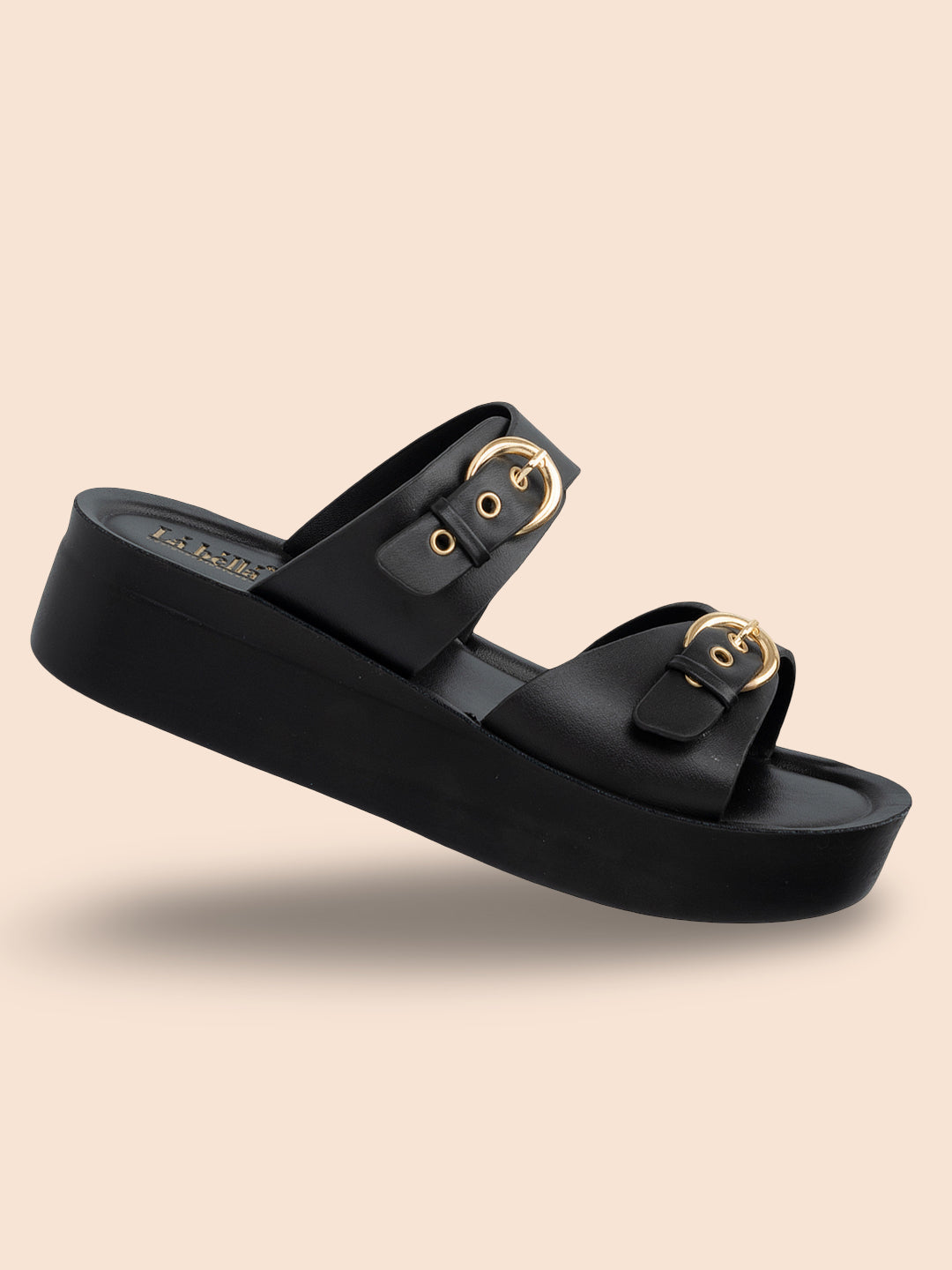 Double Buckle Wide-Strap Platform Sandals | Comfortable Slip-On Wedges