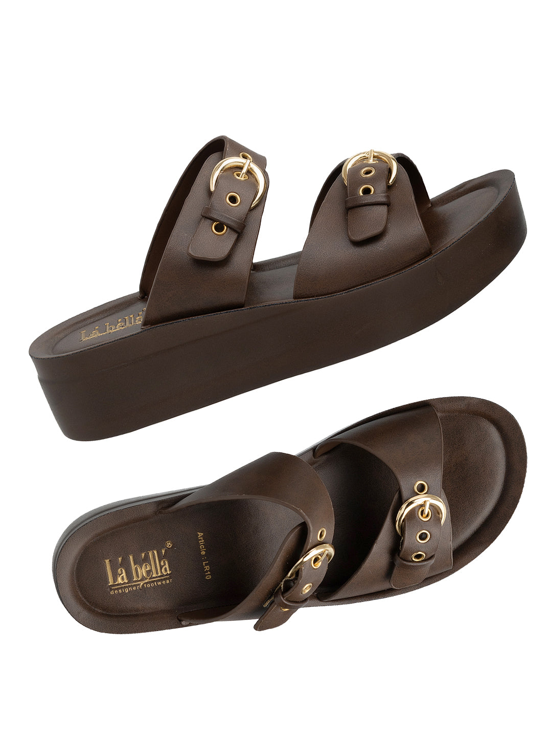 Double Buckle Wide-Strap Platform Sandals | Comfortable Slip-On Wedges