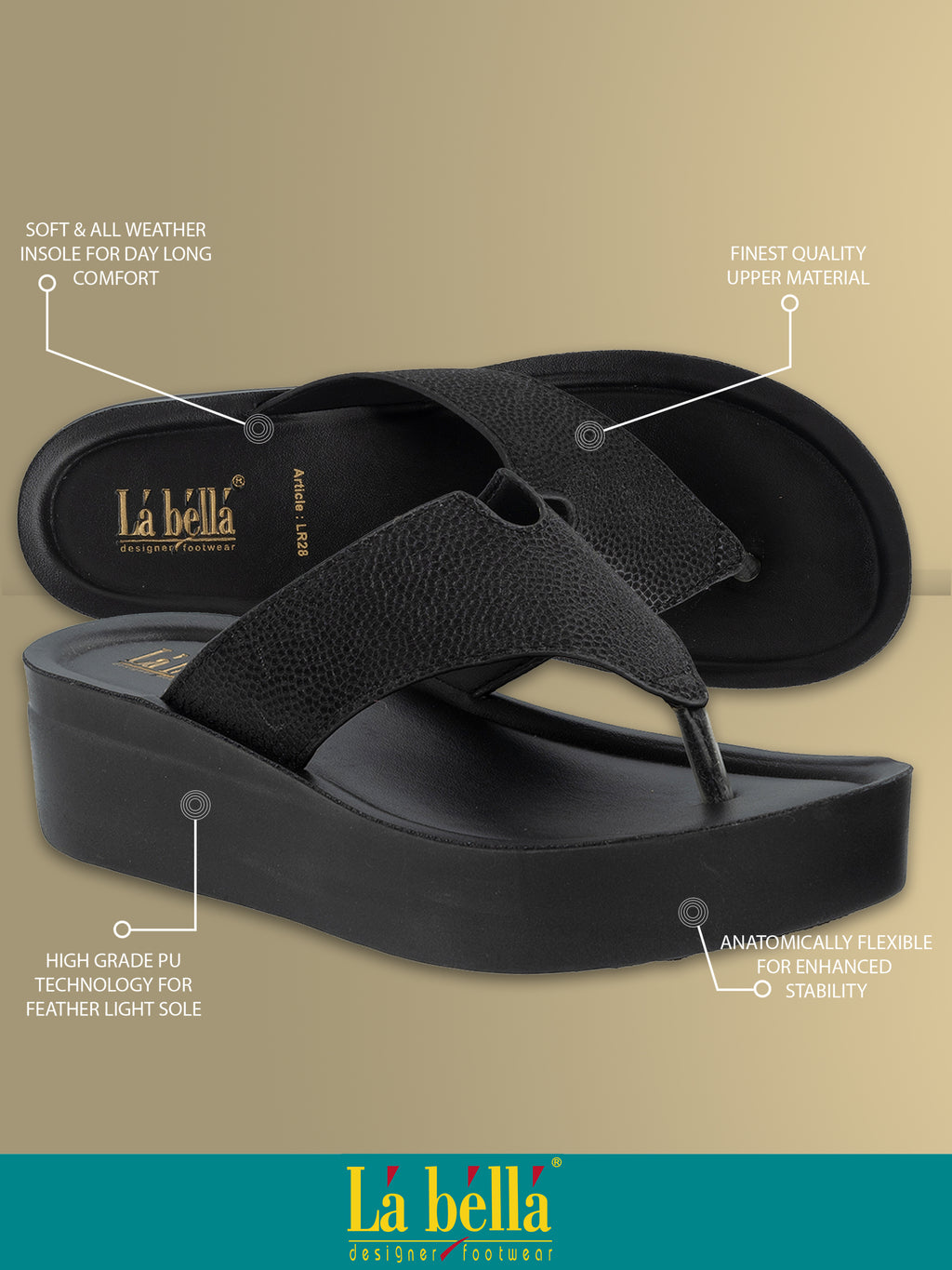 Textured Wedge Toe-Thong Sandals | Women's Comfort Slip-On Platform