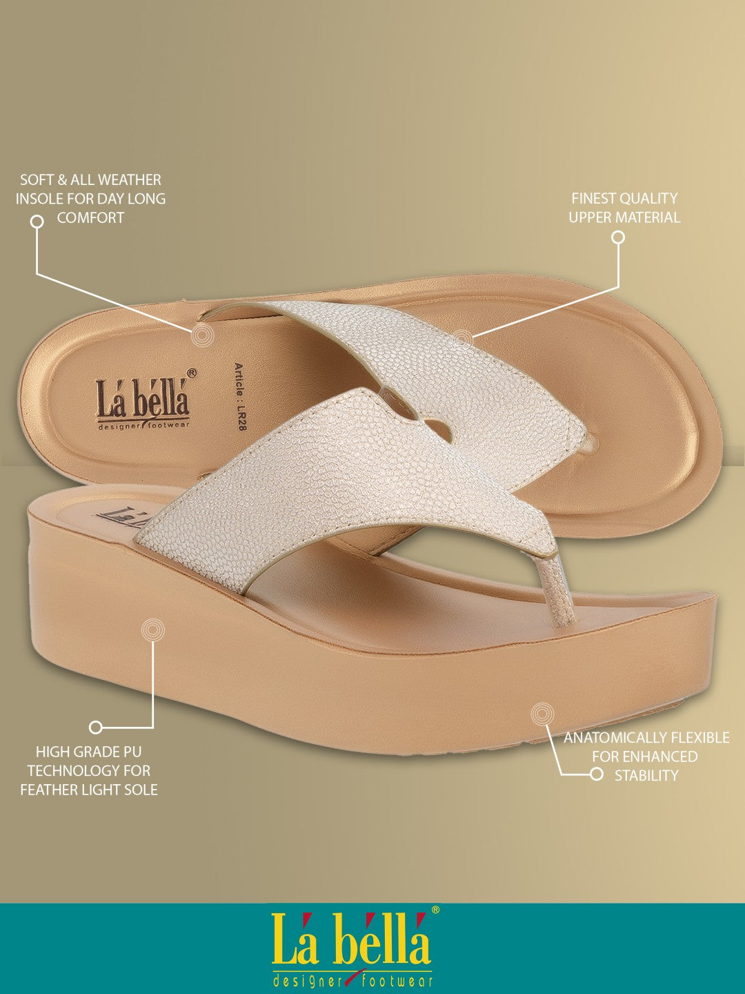 Textured Wedge Toe-Thong Sandals | Women's Comfort Slip-On Platform