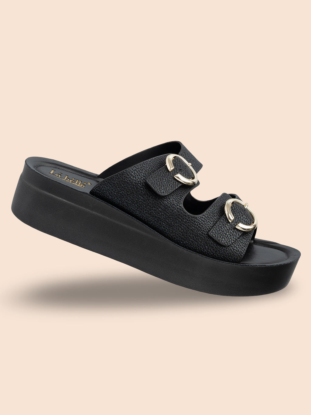 Ring Buckle Double Strap Wedge Platform Sandals | Women's Comfort Slides