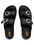 Ring Buckle Double Strap Wedge Platform Sandals | Women's Comfort Slides