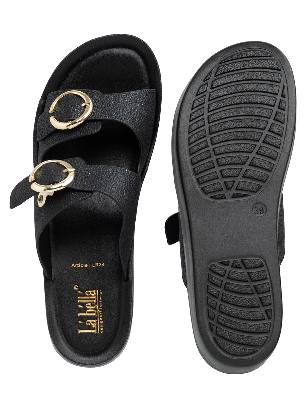 Ring Buckle Double Strap Wedge Platform Sandals | Women's Comfort Slides