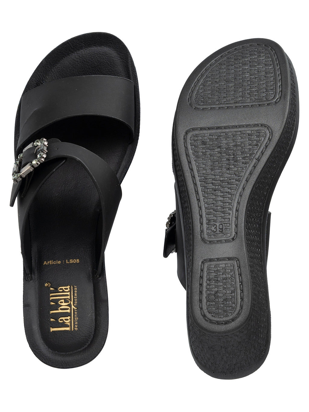 Gem-Buckle High Wedge Platform Sandals | Modern Women's Slip-On