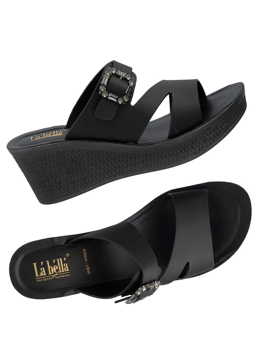 Gem-Buckle High Wedge Platform Sandals | Modern Women's Slip-On