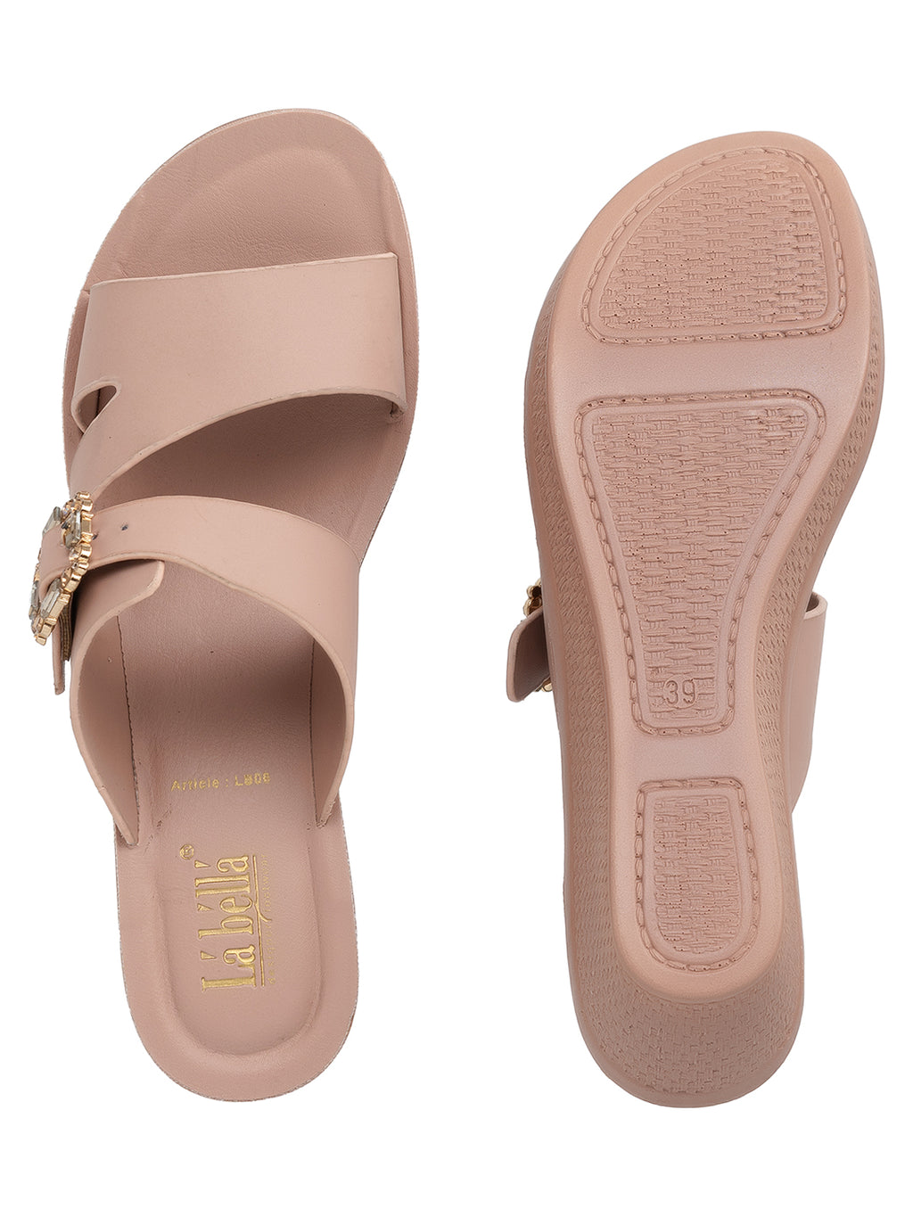 Gem-Buckle High Wedge Platform Sandals | Modern Women's Slip-On
