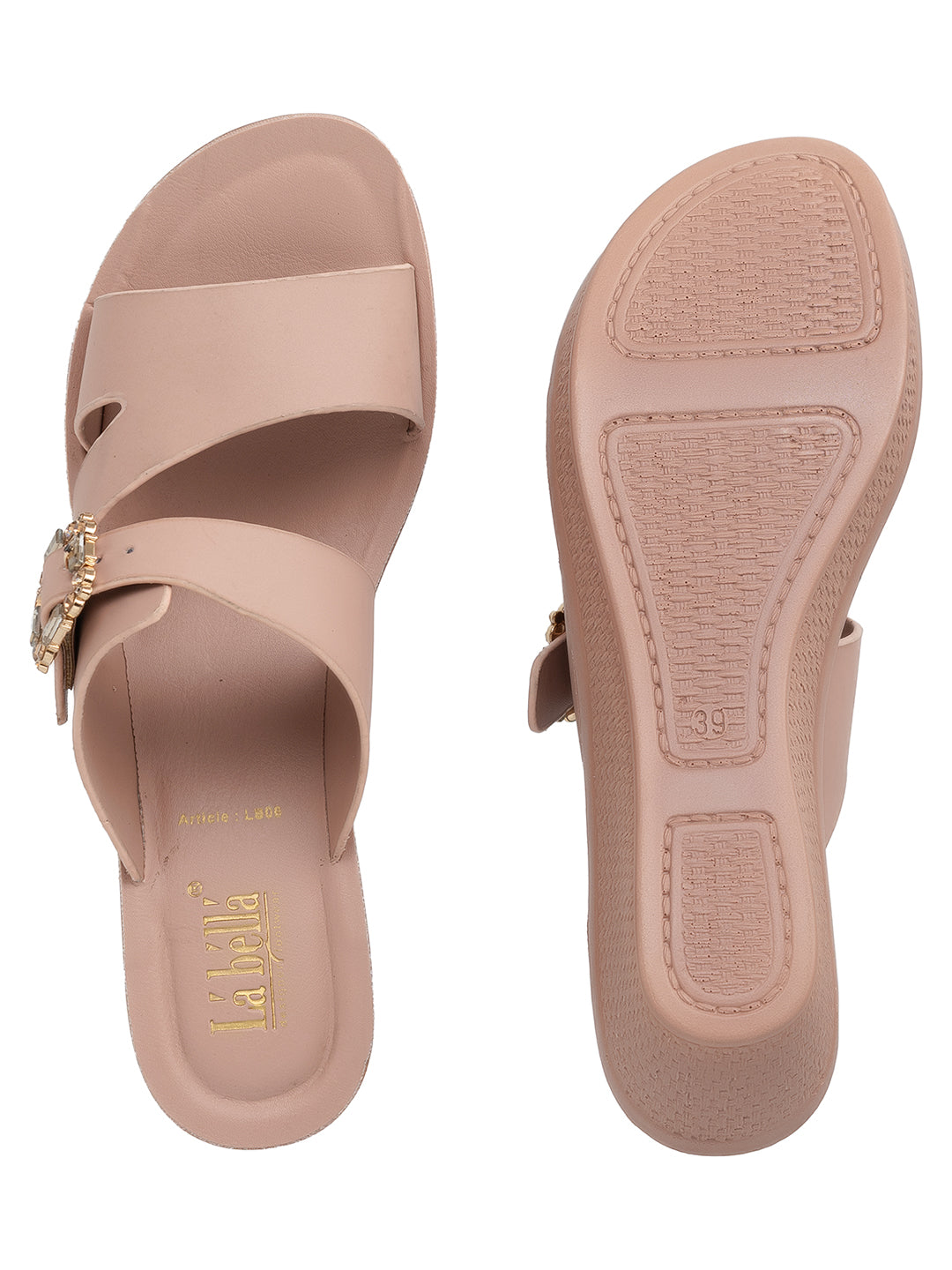 Gem-Buckle High Wedge Platform Sandals | Modern Women's Slip-On