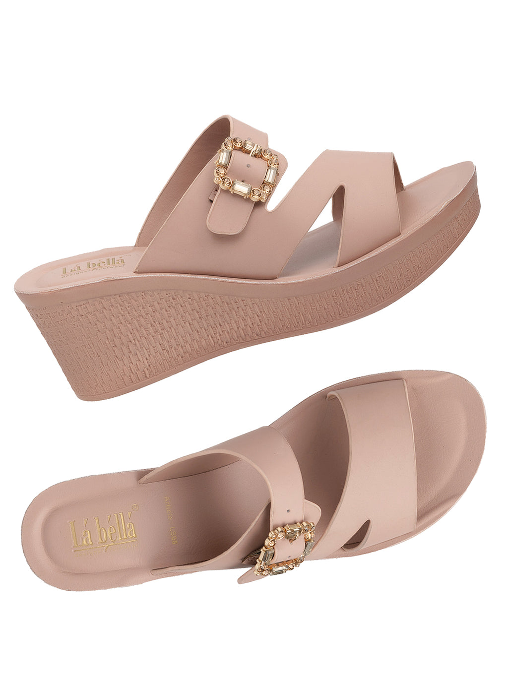 Gem-Buckle High Wedge Platform Sandals | Modern Women's Slip-On