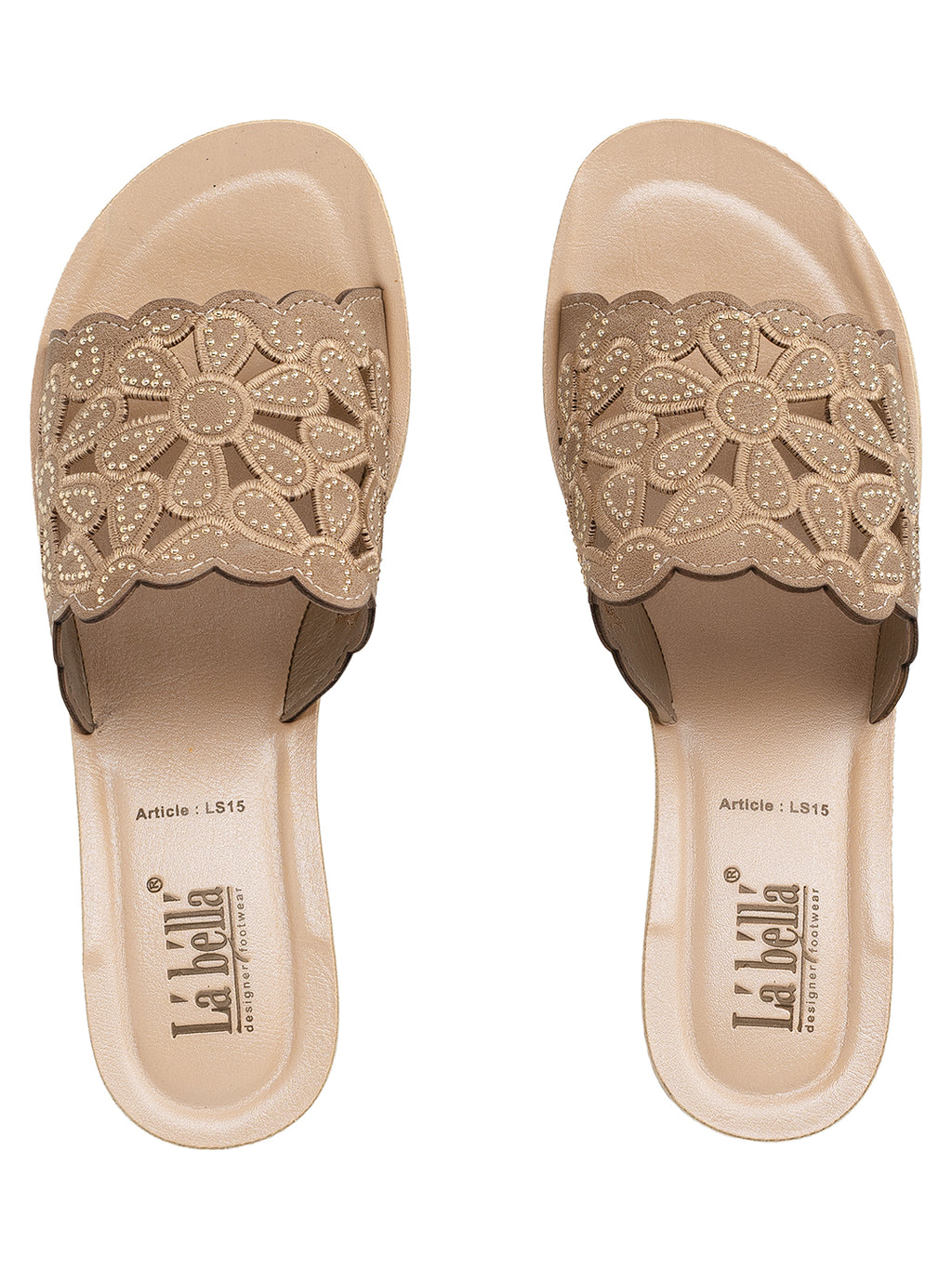 Floral Laser-Cut Wedge Sandals | Scalloped Edge Slip-On Mules