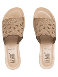 Floral Laser-Cut Wedge Sandals | Scalloped Edge Slip-On Mules