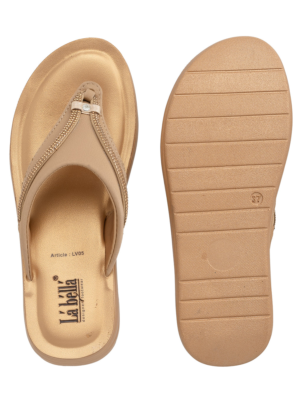 Metallic Accent Toe-Thong Comfort Sandals | Low-Platform Women's Slides