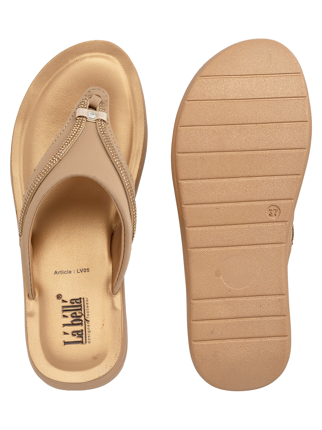 Metallic Accent Toe-Thong Comfort Sandals | Low-Platform Women's Slides