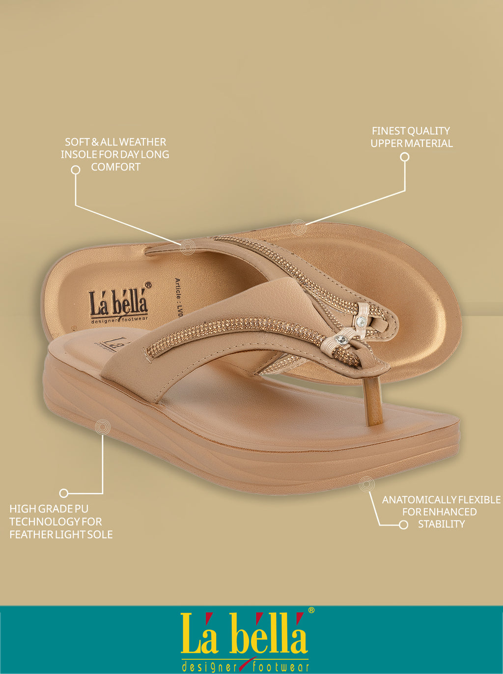 Metallic Accent Toe-Thong Comfort Sandals | Low-Platform Women's Slides