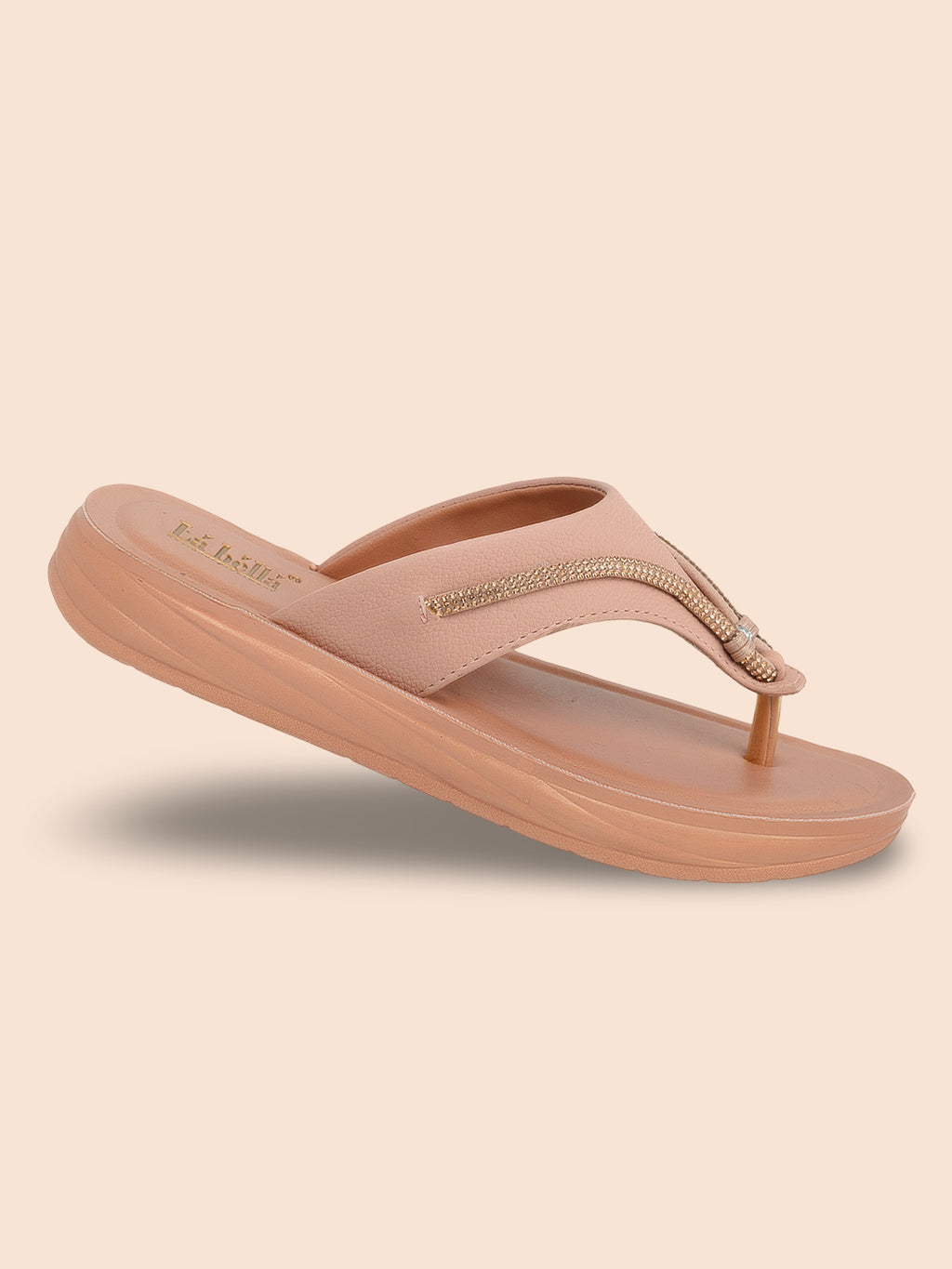 Metallic Accent Toe-Thong Comfort Sandals | Low-Platform Women's Slides