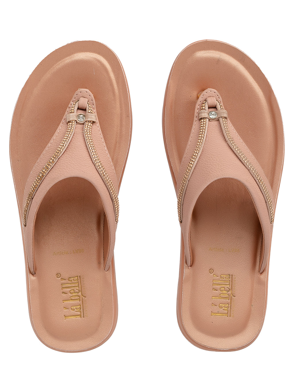 Metallic Accent Toe-Thong Comfort Sandals | Low-Platform Women's Slides