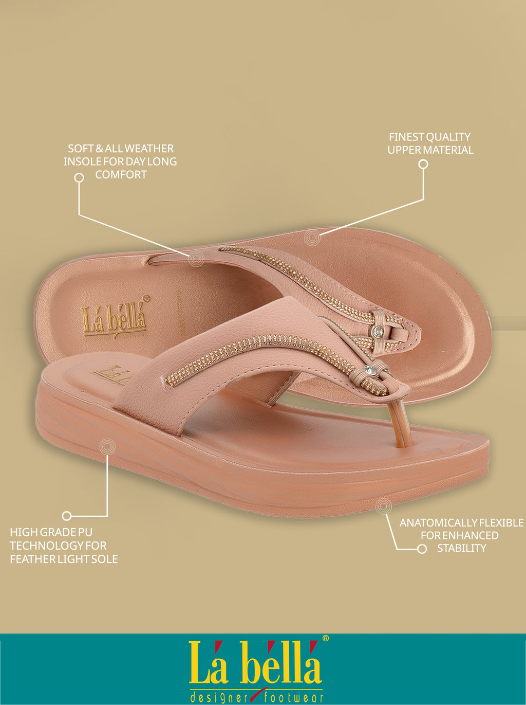 Metallic Accent Toe-Thong Comfort Sandals | Low-Platform Women's Slides