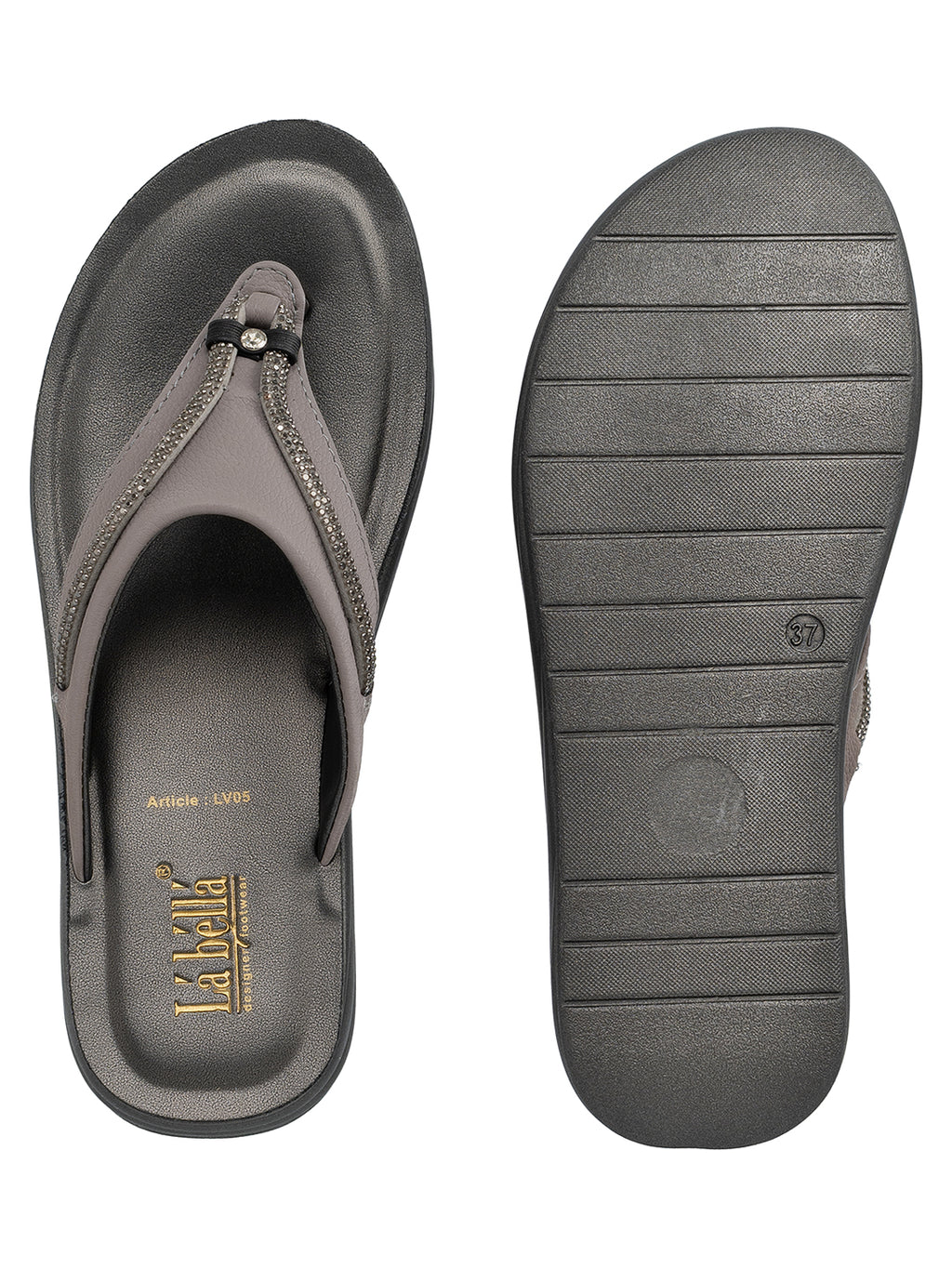 Metallic Accent Toe-Thong Comfort Sandals | Low-Platform Women's Slides