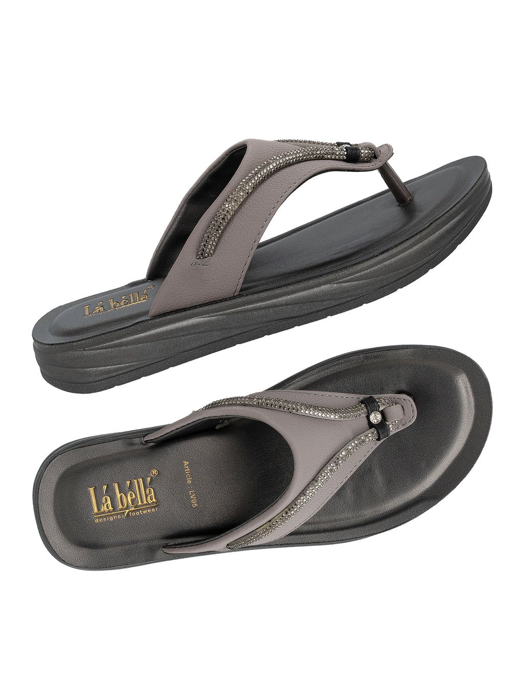 Metallic Accent Toe-Thong Comfort Sandals | Low-Platform Women's Slides