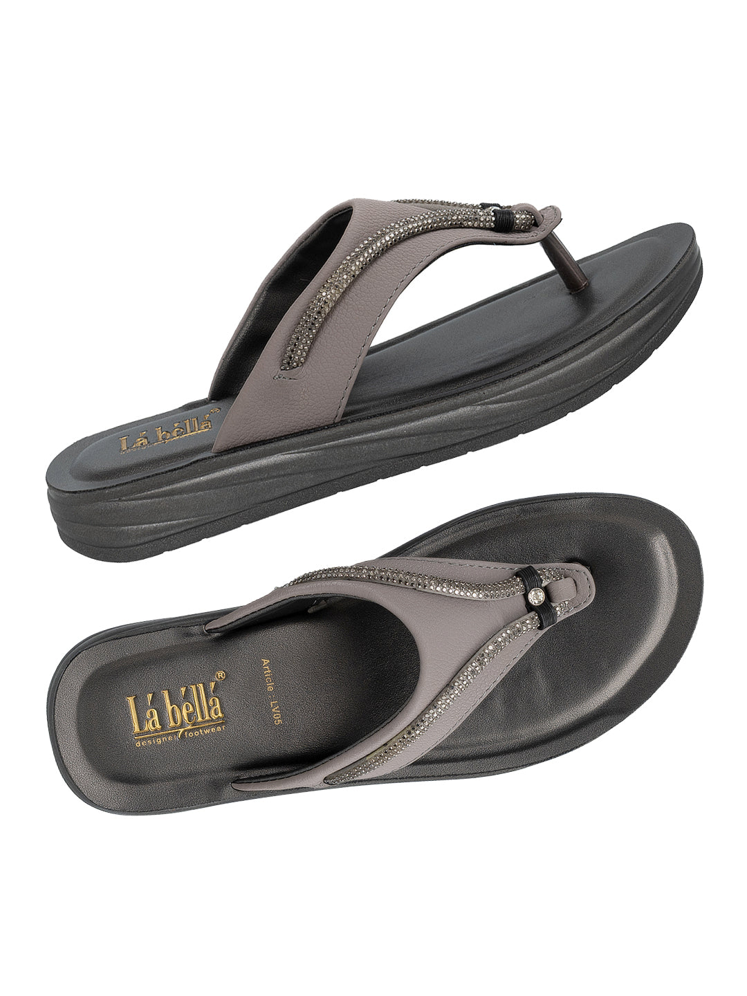 Metallic Accent Toe-Thong Comfort Sandals | Low-Platform Women's Slides
