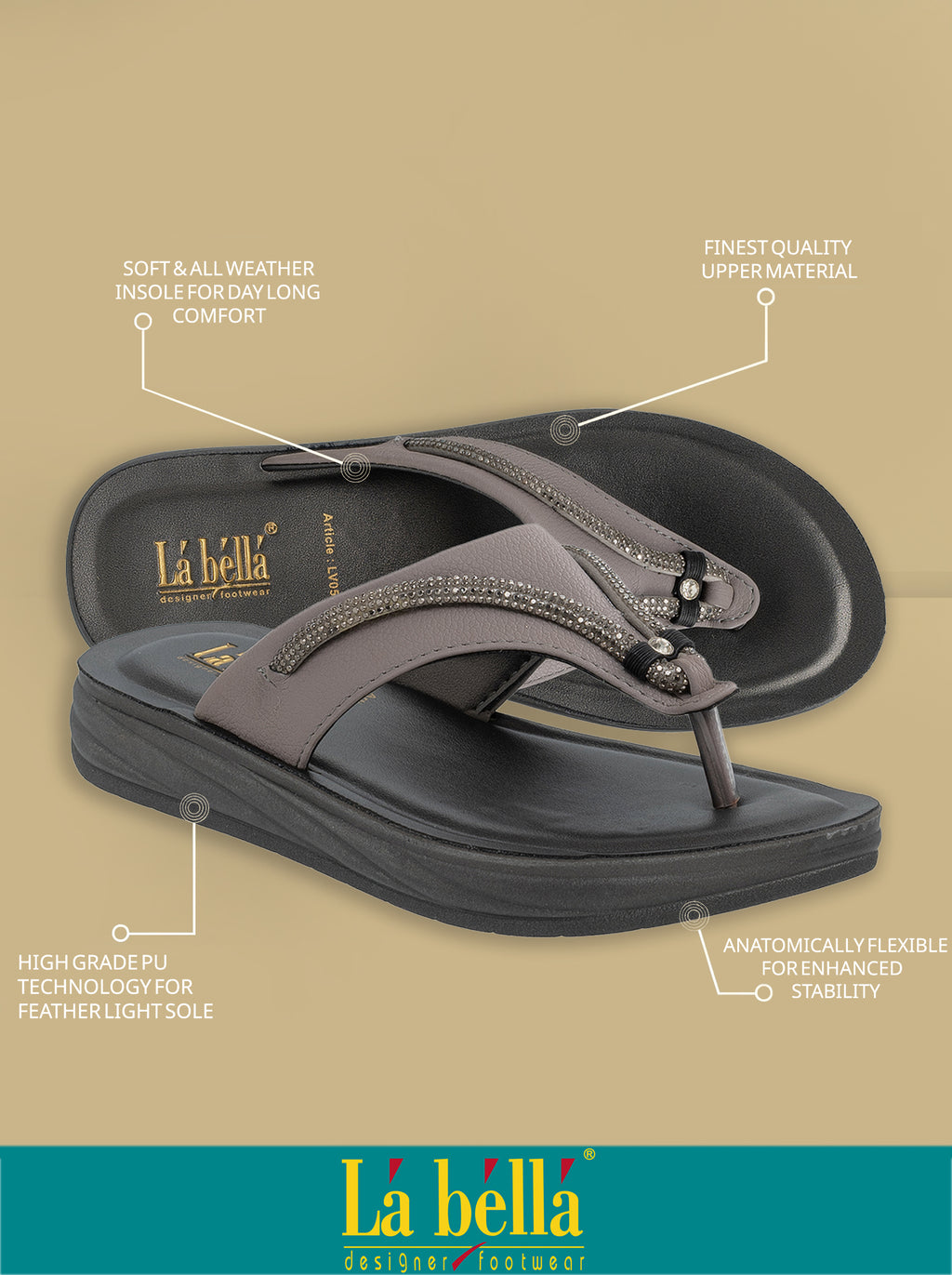 Metallic Accent Toe-Thong Comfort Sandals | Low-Platform Women's Slides