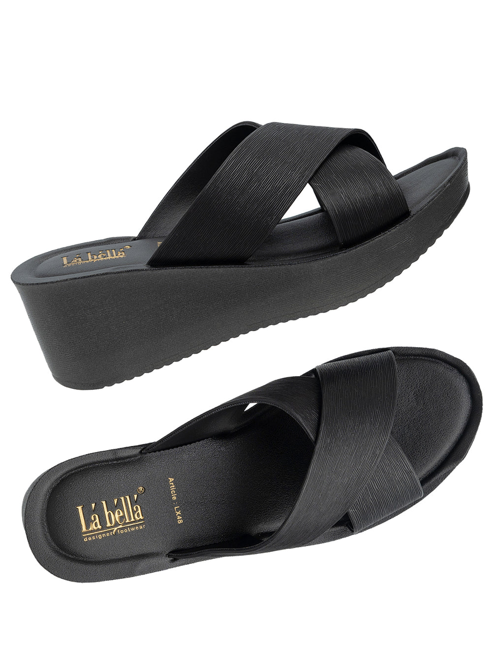 Fine-Textured Crossover Strap Wedge Sandals | Women's Comfort Wedges