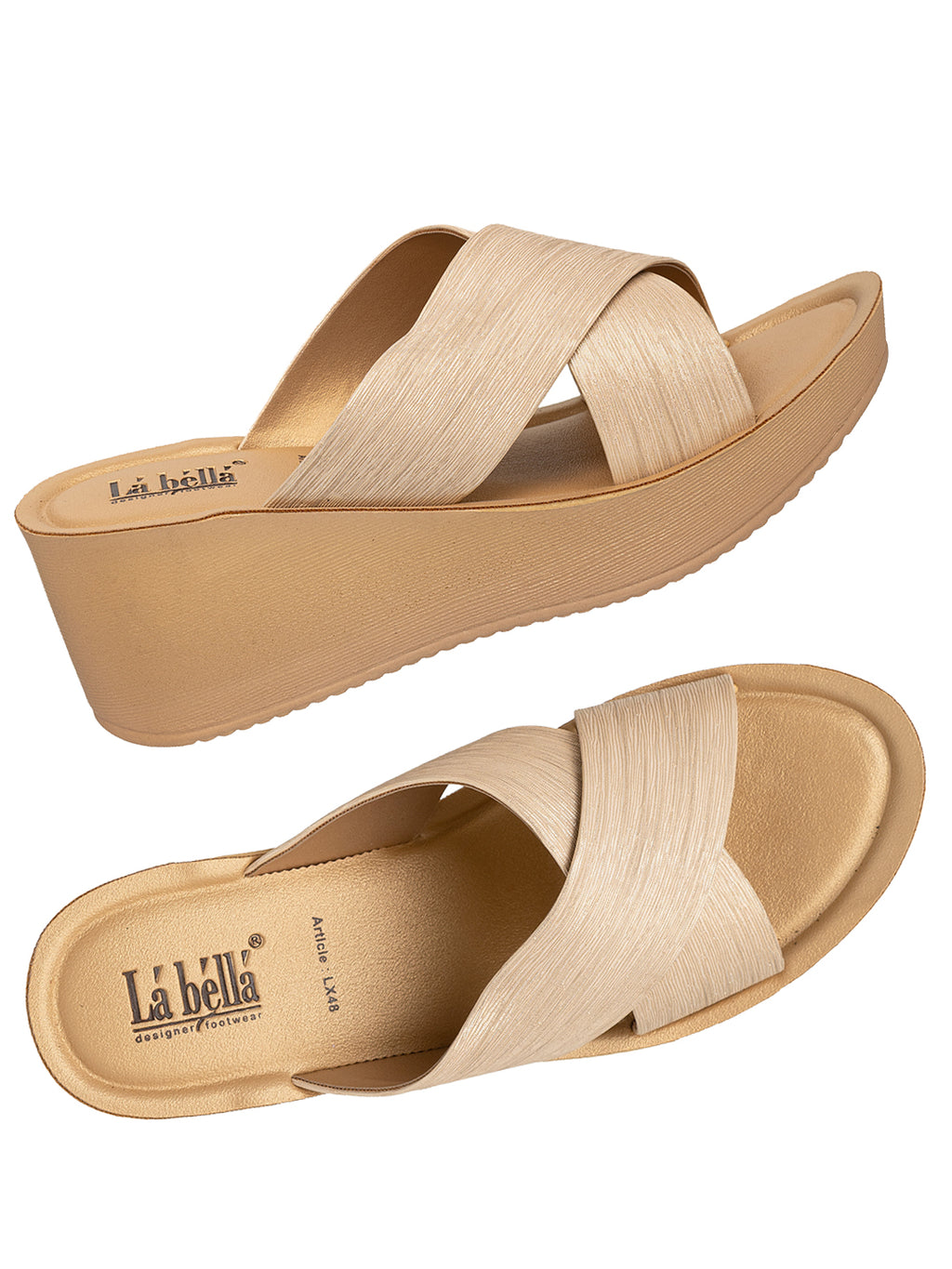 Fine-Textured Crossover Strap Wedge Sandals | Women's Comfort Wedges