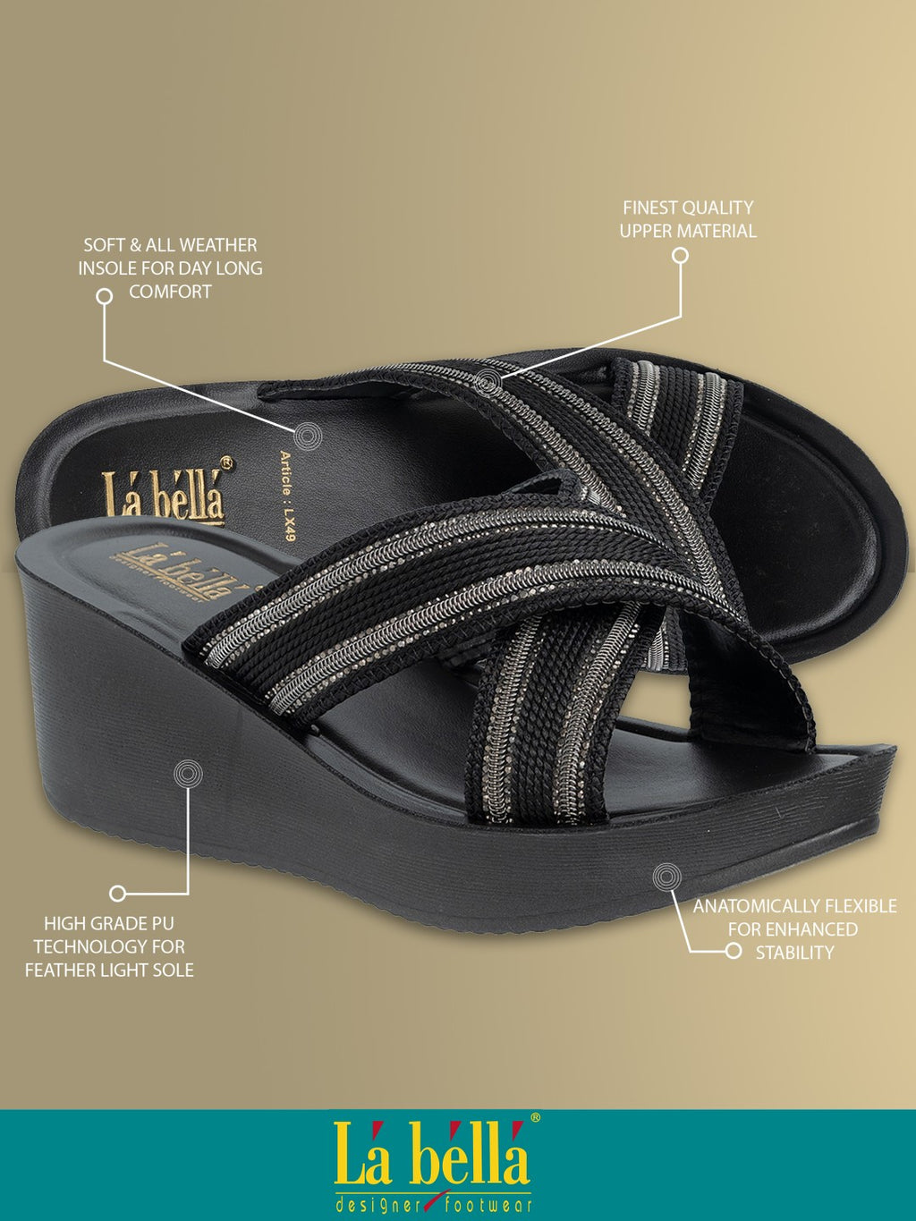 Embellished Criss-Cross Wedge Sandals | Women's Platform Slides