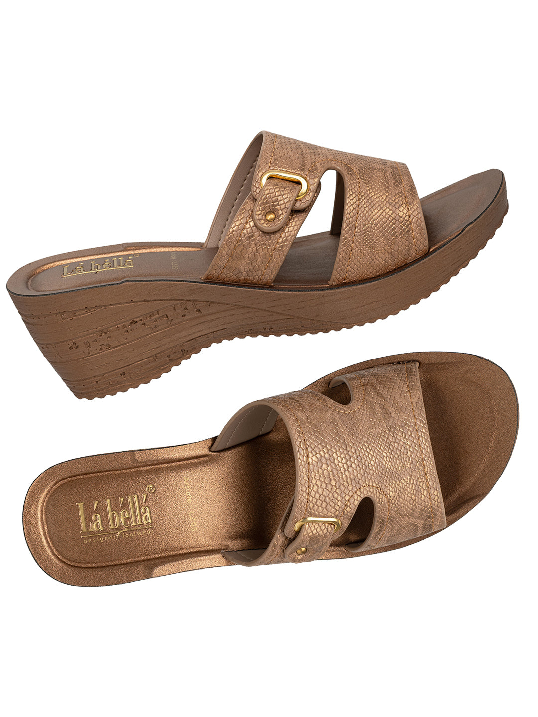 Cut-Out Buckled Strap Wedge Sandals | Women's Comfort Heel Mules